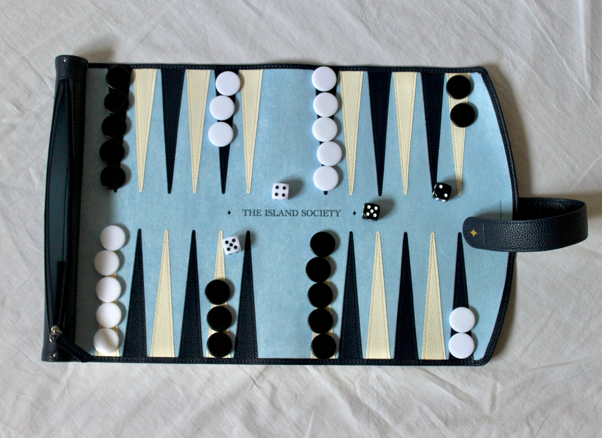 Navy Travel Backgammon Set