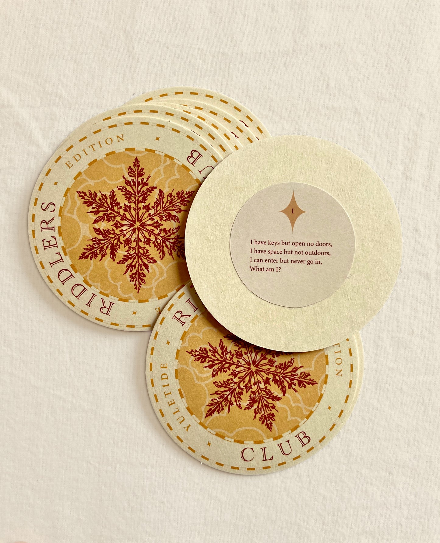 Riddlers' Club Coasters “For Conversations Over Mulled Wine”