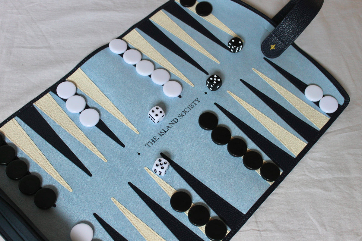 Navy Travel Backgammon Set