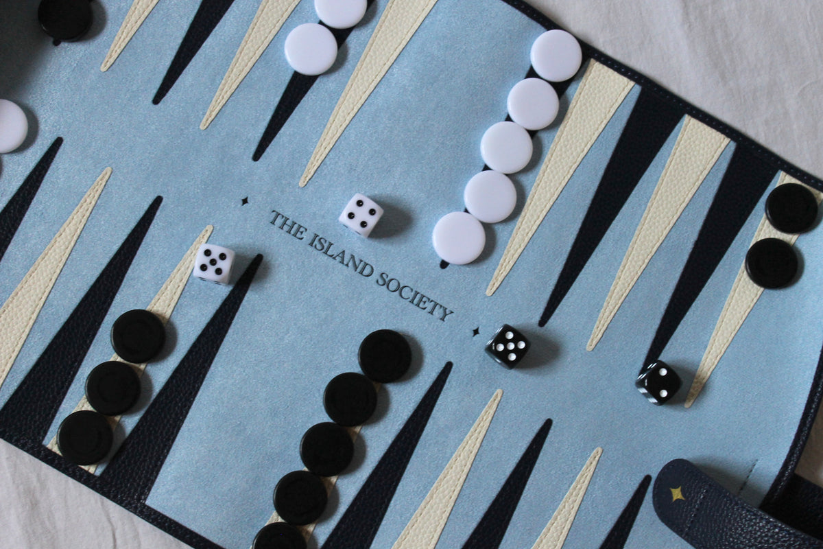 Navy Travel Backgammon Set