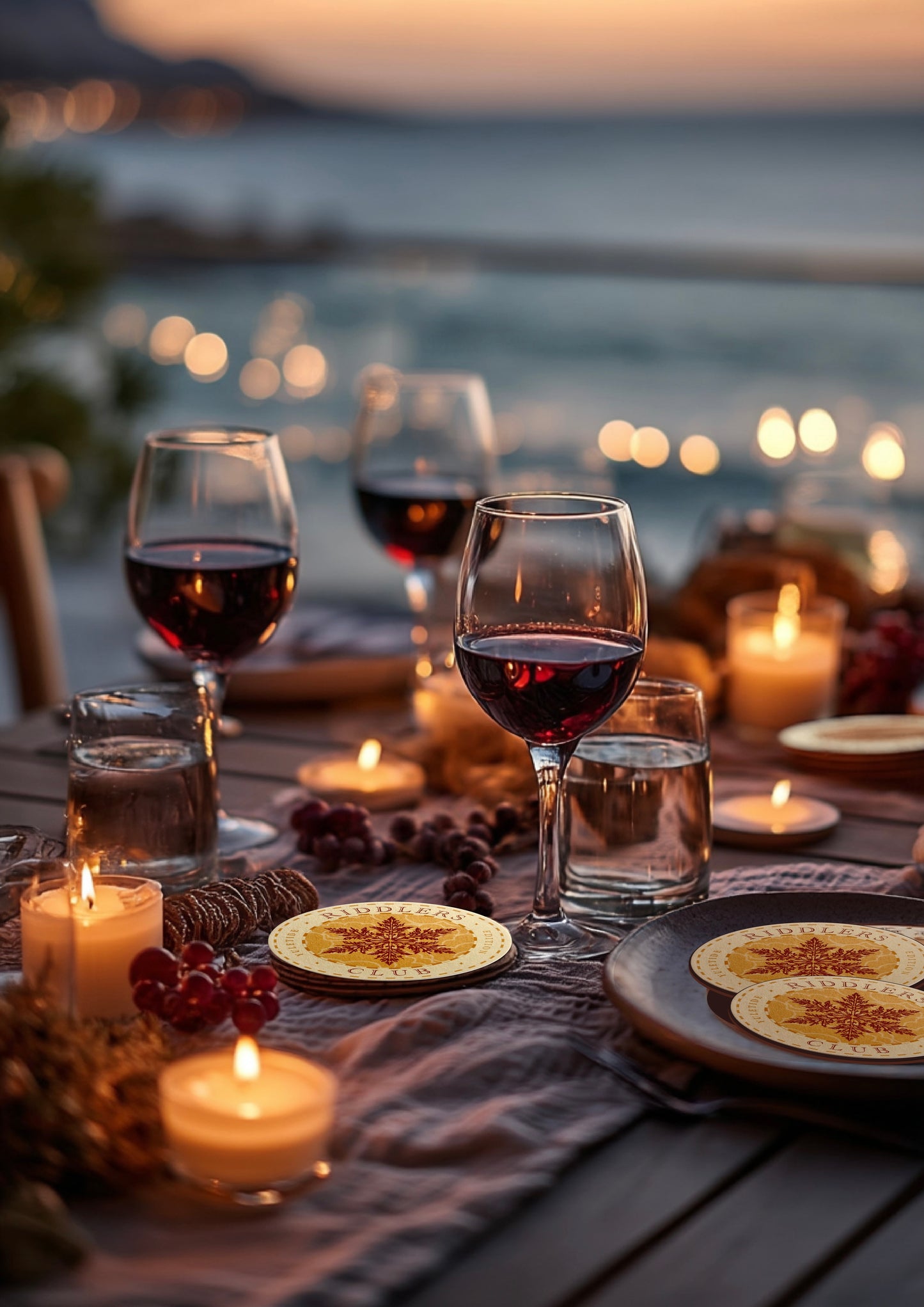 Riddlers' Club Coasters “For Conversations Over Mulled Wine”